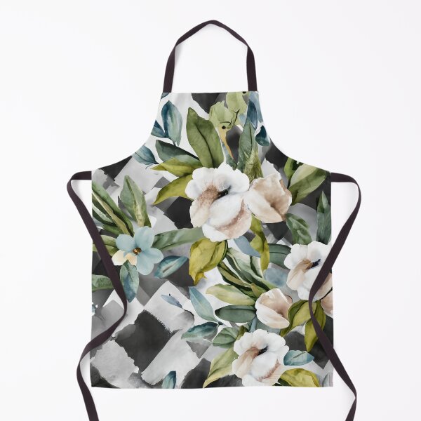 Item preview, Watercolor Floral Diagonal Black and White Buffalo Check designed and sold by Tamas Das.