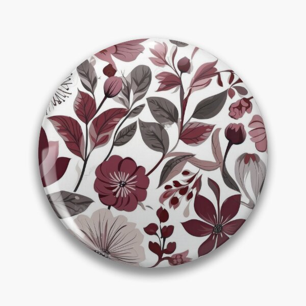Item preview, Deep burgundy, grey & white scandi floral pattern designed and sold by PrettyPinkSkies.