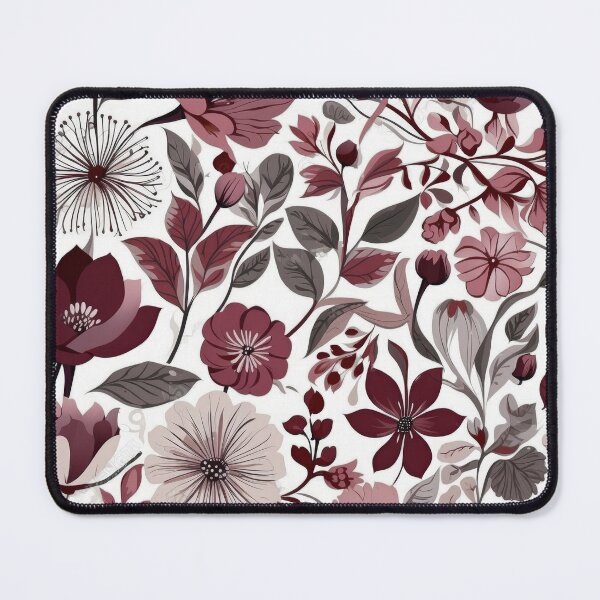 Item preview, Deep burgundy, grey & white scandi floral pattern designed and sold by PrettyPinkSkies.