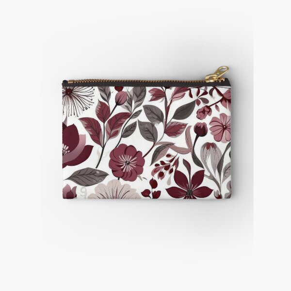 Item preview, Deep burgundy, grey & white scandi floral pattern designed and sold by PrettyPinkSkies.