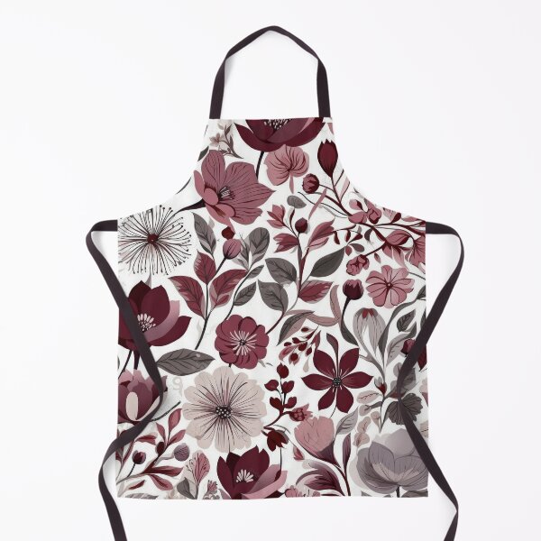 Artikelvorschau, Dunkles bordeauxrotes, graues und weißes Skandi-Blumenmuster entworfen und verkauft von PrettyPinkSkies.