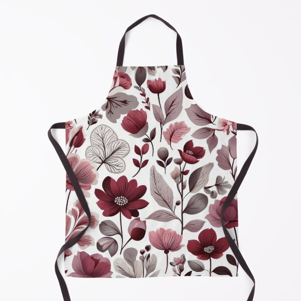 Item preview, Deep burgundy, grey & white scandi floral pattern designed and sold by PrettyPinkSkies.