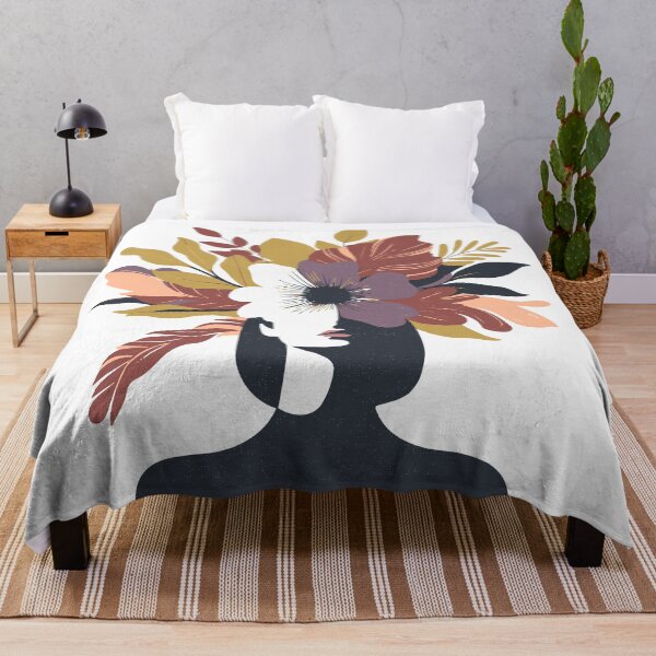 Item preview, woman with floral head, positive thoughts only, retro vintage design designed and sold by Radiant-R-art.