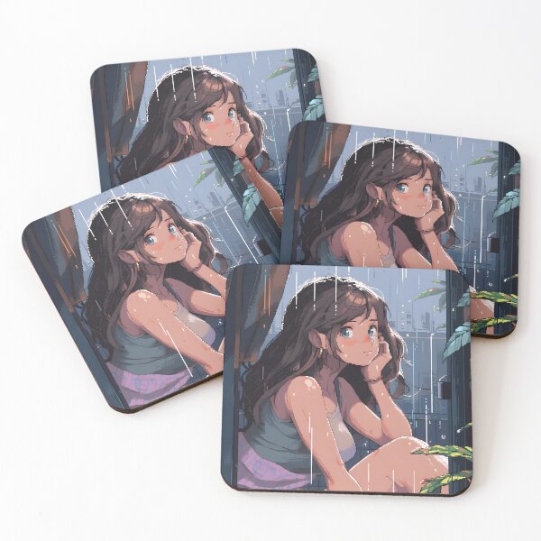 Item preview, Cozy Anime girl enjoying the rain- Pixel art designed and sold by octoboobs.
