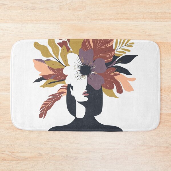 Item preview, woman with floral head, positive thoughts only, retro vintage design designed and sold by Radiant-R-art.