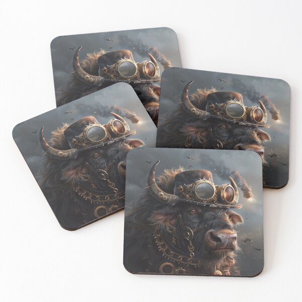 Item preview, Steampunk Buffalo in Hat - Captivating Portrait for Art Enthusiasts designed and sold by Manimilo.