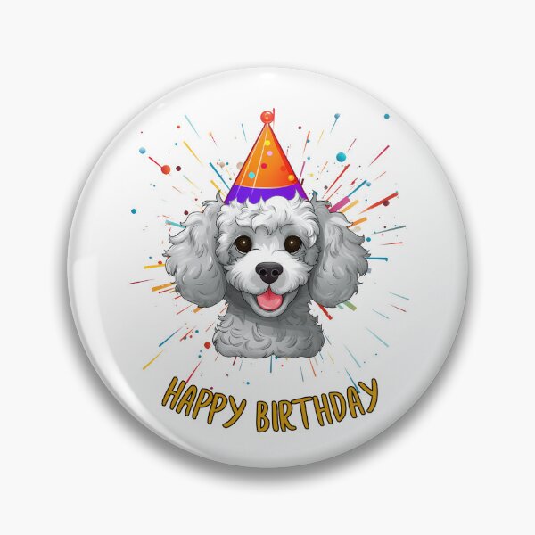 Item preview, Birthday Poodle - White Light Gray - Happy Birthday! designed and sold by wotsthis.