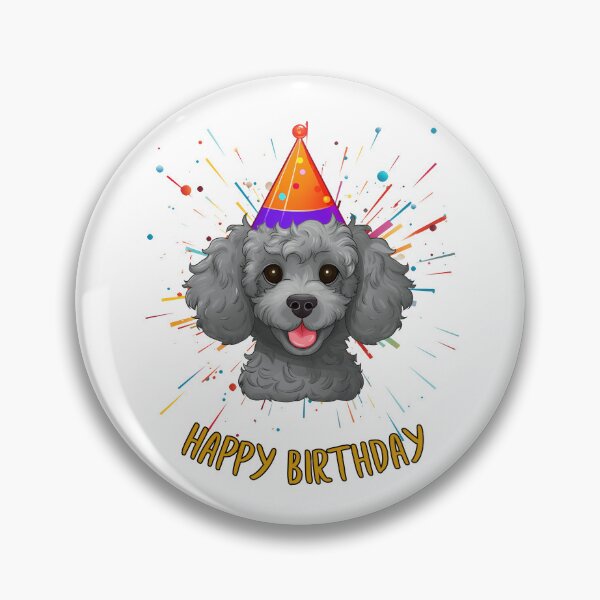 Item preview, Birthday Poodle - Gray - Happy Birthday! designed and sold by wotsthis.