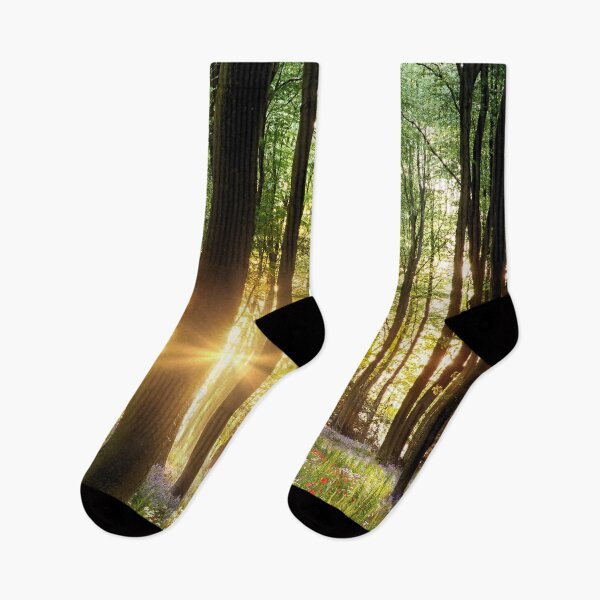 Item preview, Beautiful wild flower woodland path with dawn sunrise UK designed and sold by simonbratt.