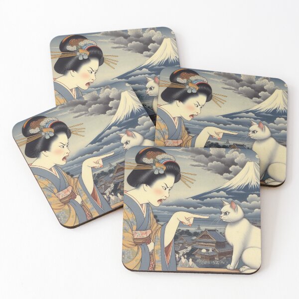 Item preview, Woman Yells at Cat Meme - Classic Japanese Painting designed and sold by AstroAppa.