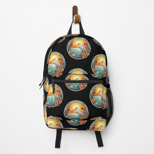 Item preview, Beautiful White Stork at Sunset near Ocean Waves designed and sold by NautiChic.