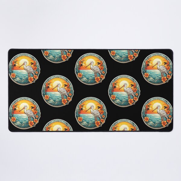 Item preview, Beautiful White Stork at Sunset near Ocean Waves designed and sold by NautiChic.
