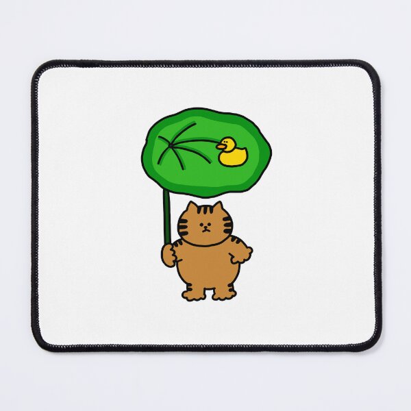 Item preview, a Cat and a Duck with a leaf umbrella designed and sold by superbaechoo.