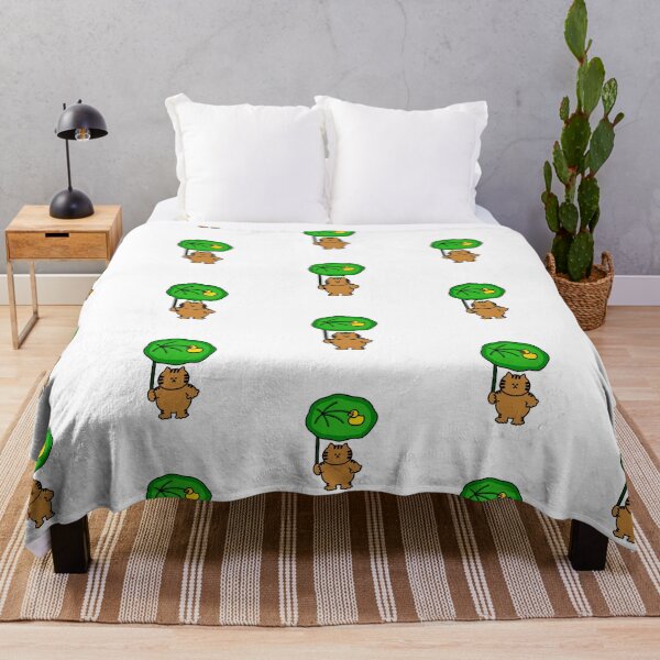 Item preview, a Cat and a Duck with a leaf umbrella designed and sold by superbaechoo.