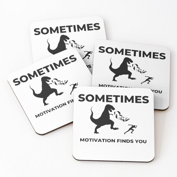 Item preview, "Sometimes Motivation Finds You" Funny Dinosaur Quote Sport Lovers Tee designed and sold by AI-volution.