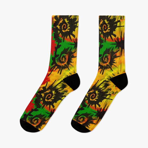 Artikelvorschau, Reggae Rasta Tie Dye - Vintage Retro 60er und 70er Jahre Aquarell Aquarell holografisches Muster schwarzer Hintergrund entworfen und verkauft von Artonmytee.