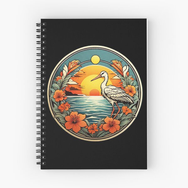 Item preview, Majestic White Stork at Sunset with Hawaiian Orchids designed and sold by NautiChic.