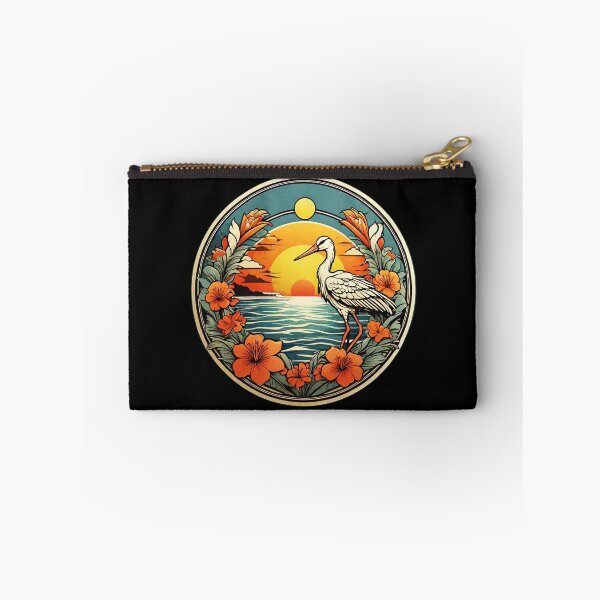 Item preview, Majestic White Stork at Sunset with Hawaiian Orchids designed and sold by NautiChic.