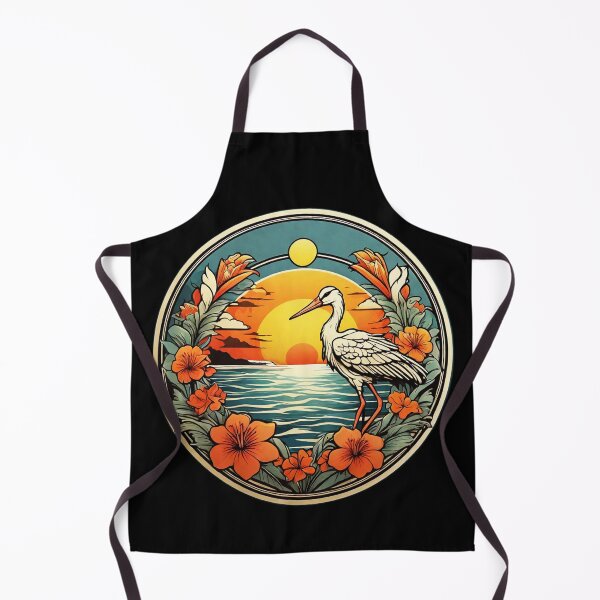 Item preview, Majestic White Stork at Sunset with Hawaiian Orchids designed and sold by NautiChic.