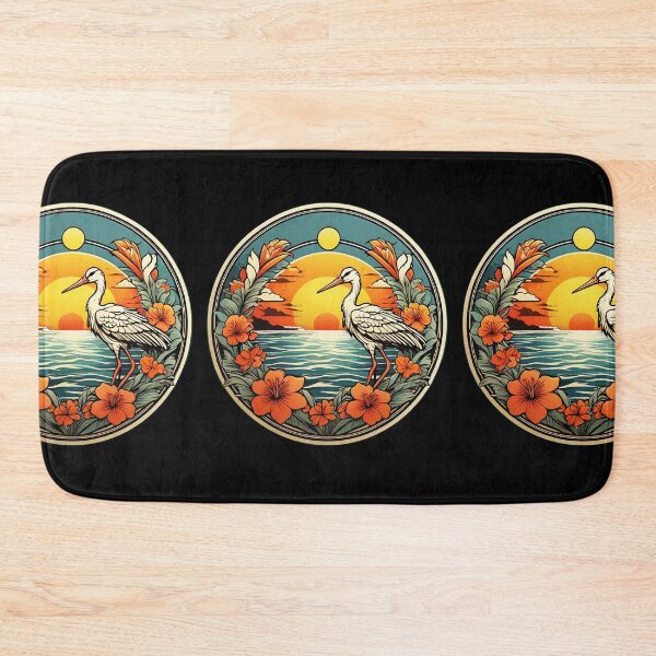 Item preview, Majestic White Stork at Sunset with Hawaiian Orchids designed and sold by NautiChic.