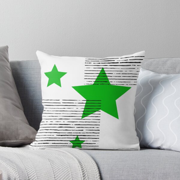 Green white black geometry composition Throw Pillow