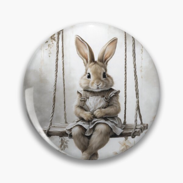 Item preview, Cute Bunny on a Swing - Vintage Watercolor Art Print designed and sold by Sergey Sedunov.