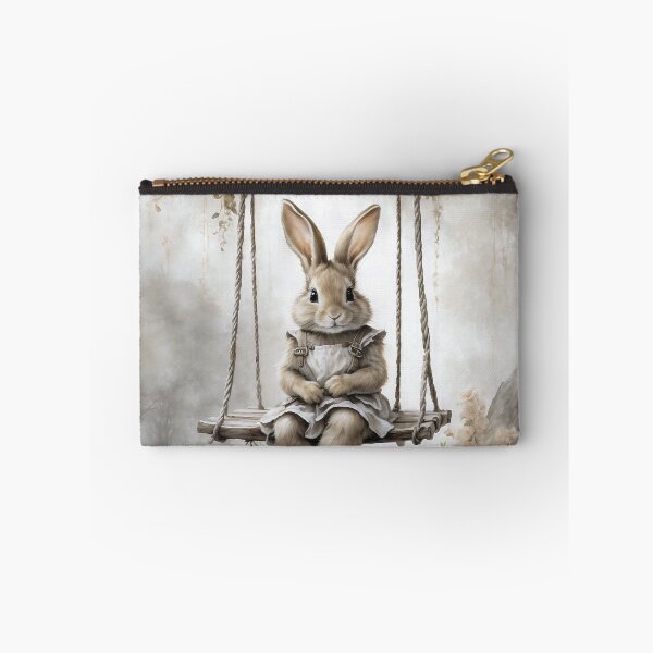 Artikelvorschau, Niedlicher Hase auf einer Schaukel - Vintage Aquarell Kunstdruck entworfen und verkauft von Sergey Sedunov.