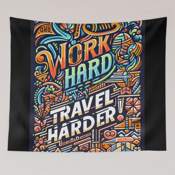 Item preview, Trabaja duro, viaja más duro, tipografía. designed and sold by maxmaj.
