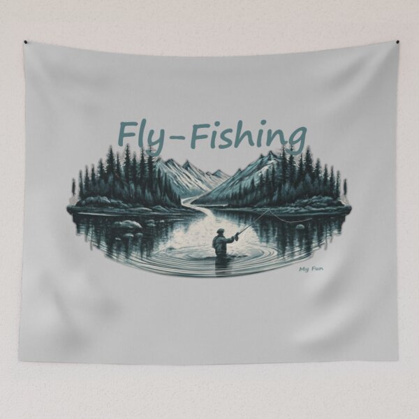 Item preview, Fly Fishing. Fly fisherman in the river. Text 'Fly fishing my fun' designed and sold by Tomasz  Siennicki.
