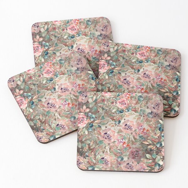 Item preview, Pink Flowers Green Plants Dark Background  designed and sold by Asmaa Abdul-Azim.