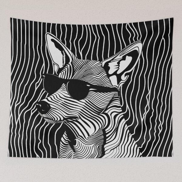 Item preview, Abstract Thylacine Sunglasses T-Shirt - Deconstructed Minimalism with a Fractal Twist designed and sold by Manimilo.