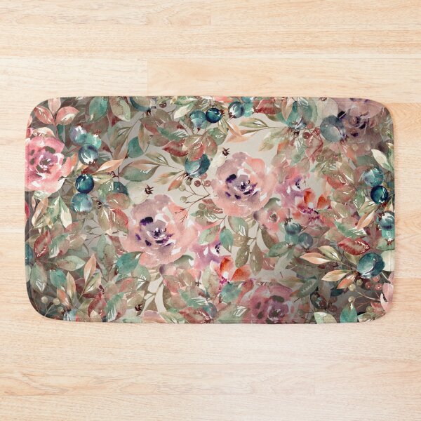 Item preview, Pink Flowers Green Plants Dark Background  designed and sold by Asmaa Abdul-Azim.