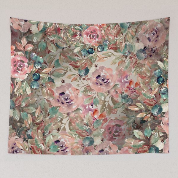 Item preview, Pink Flowers Green Plants Dark Background  designed and sold by Asmaa Abdul-Azim.