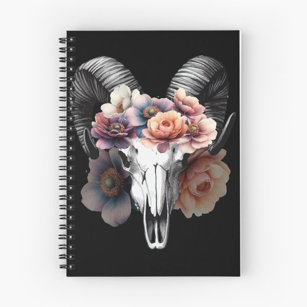Item preview, Skull with flowers, Gothic art, Mountain Goat designed and sold by Pretzel-G92.