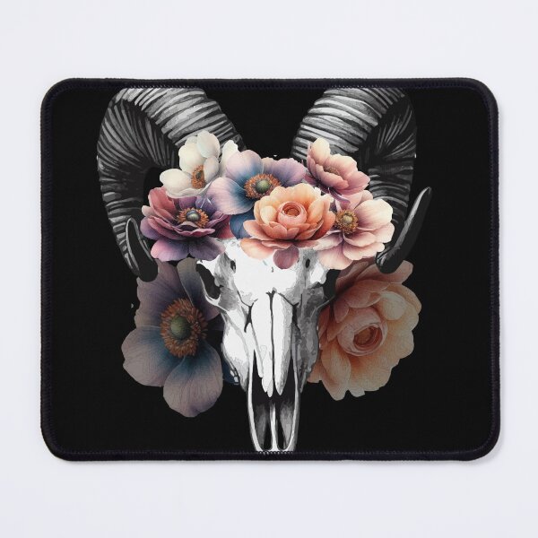 Item preview, Skull with flowers, Gothic art, Mountain Goat designed and sold by Pretzel-G92.
