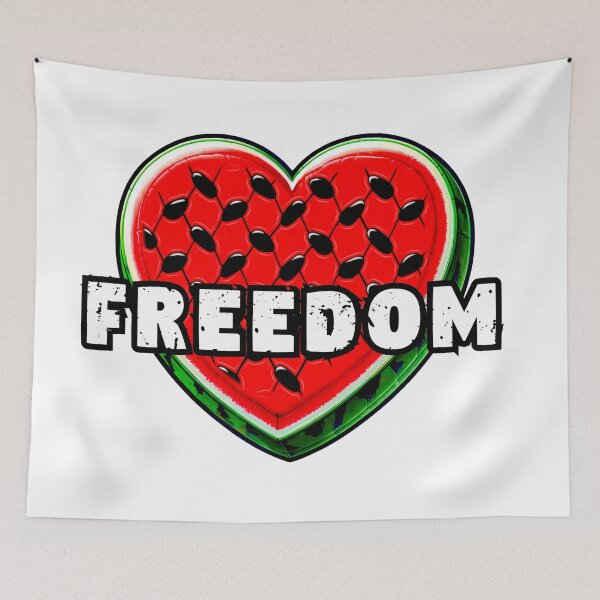 Item preview, Free Palestine Watermelon Keffiyeh Heart designed and sold by 4TeeToo.