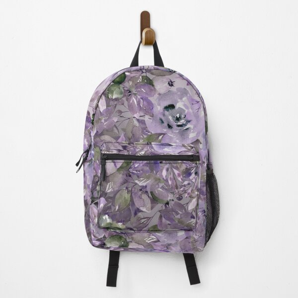 Item preview, Purple Flowers Green Plants Dark Background designed and sold by Asmaa Abdul-Azim.