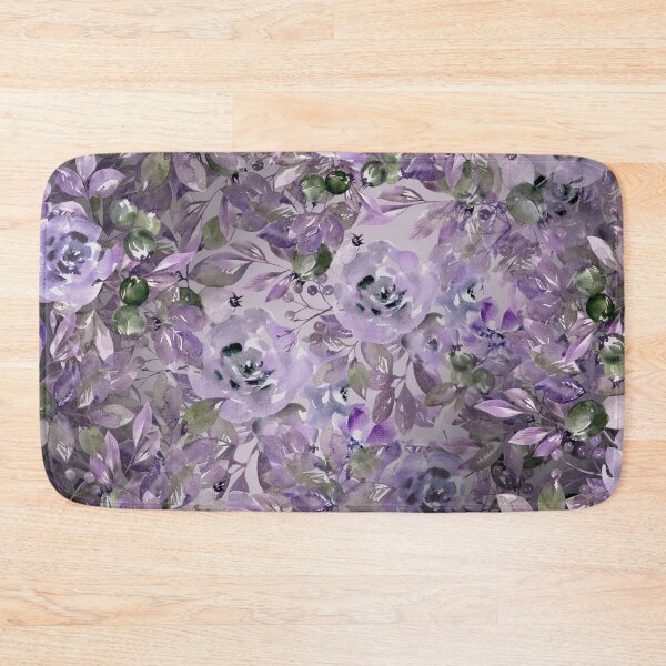 Item preview, Purple Flowers Green Plants Dark Background  designed and sold by Asmaa Abdul-Azim.