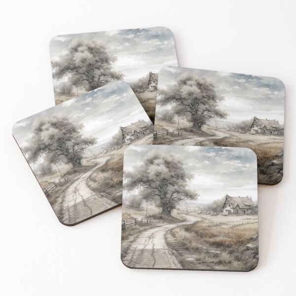 Item preview, Arkville Landscape - Vintage Watercolor Road to the Village designed and sold by Sergey Sedunov.