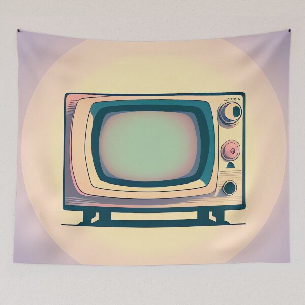 Item preview, Aesthetic Pastel Color 90s Style Vintage TV Drawing designed and sold by thejoyker1986.