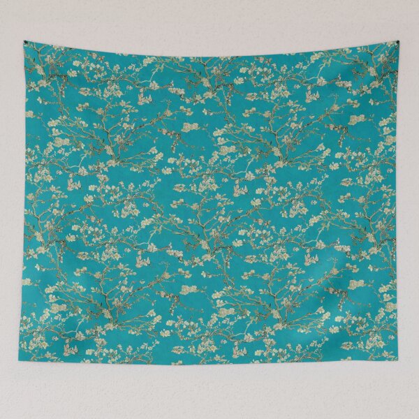 Item preview, Vincent Van Gogh Almond Blossom on Teal Blue Background  designed and sold by Delinda Graphic Studio.