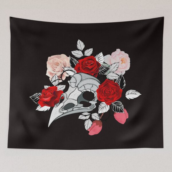 Item preview, Bird skull with flowers, crow skull designed and sold by CorvusLunaArt.