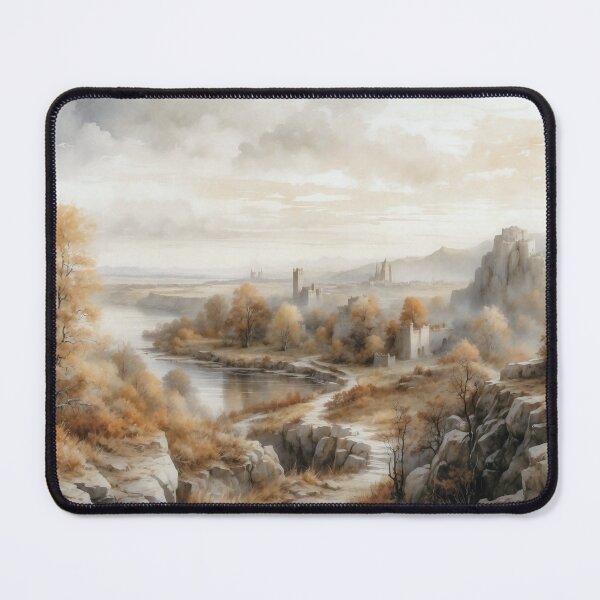 Item preview, Vintage Charm Autumn River Landscape in Antique Watercolor designed and sold by Sergey Sedunov.
