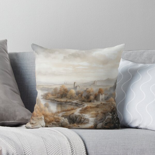 Item preview, Vintage Charm Autumn River Landscape in Antique Watercolor designed and sold by Sergey Sedunov.
