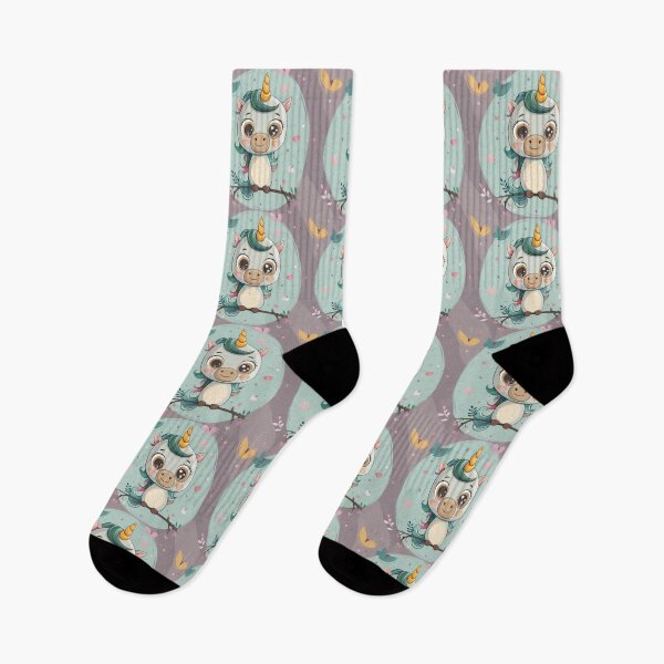Item preview, Charming Unicorn Owl Illustration with Whimsical Hearts - green and purple - pastel designed and sold by PICbyFemke.