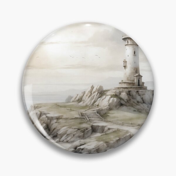 Item preview, Vintage Maritime Beauty: Coastal Landscape with Watercolor Lighthouse designed and sold by Sergey Sedunov.
