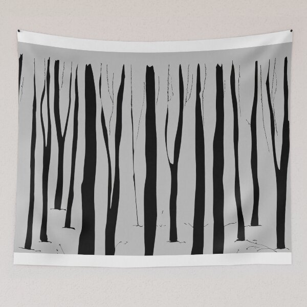Item preview, Minimalistic drawing birch trees silhouettes  black on white with AI help designed and sold by Photopat.