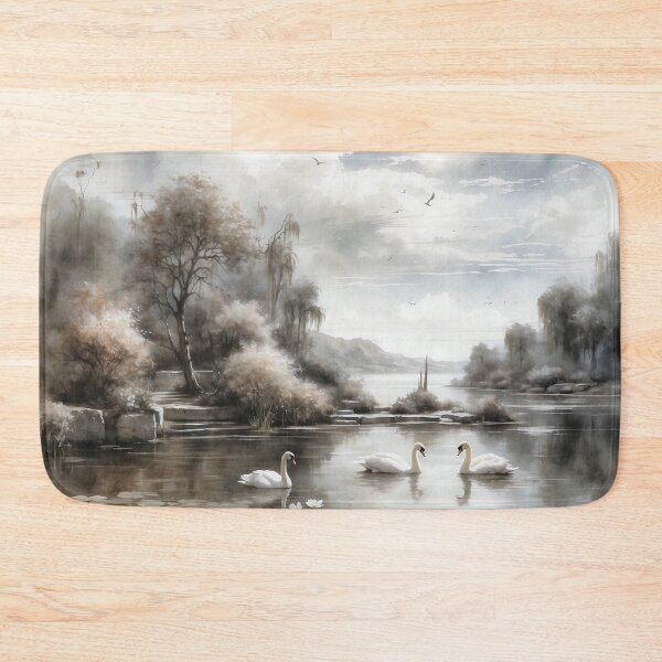 Item preview, Antique Elegance: Watercolor Lake Landscape with Swans designed and sold by Sergey Sedunov.