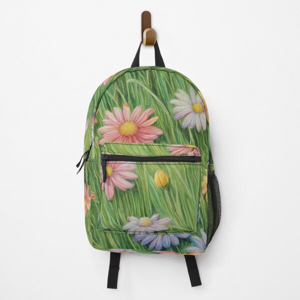 Item preview, Field flowers growing on beautiful grass drawn with coloured crayons designed and sold by Blue Eye.