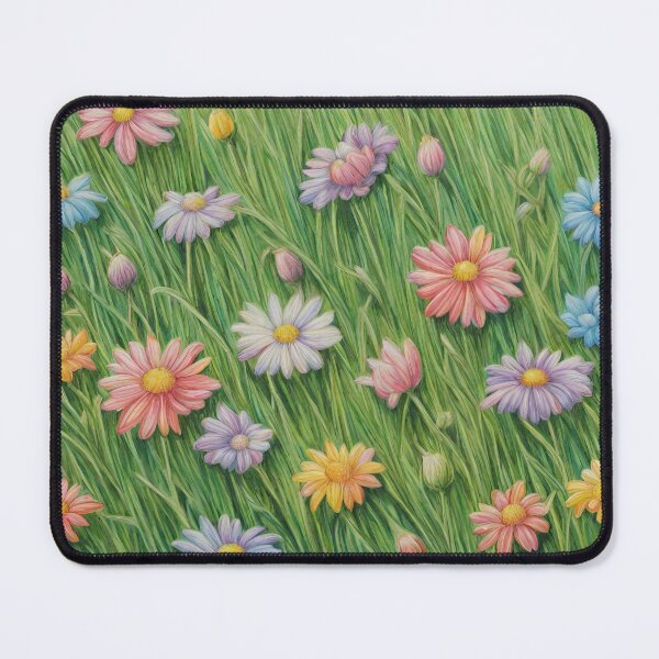 Item preview, Field flowers growing on beautiful grass drawn with coloured crayons designed and sold by Blue Eye.